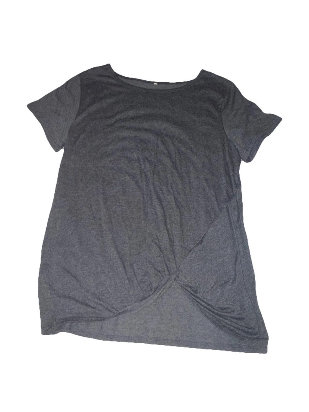 Women’s Short Sleeve Twist-Front Tee - Charcoal Gray